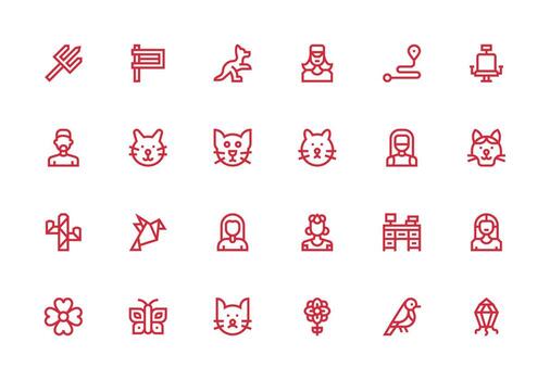 lineal icono conjunto con 24 grueso línea línea gráficos esencial íconos para rápido ui edificio vector