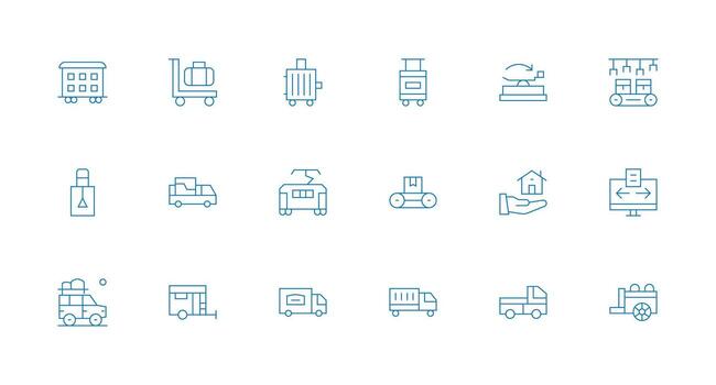 Moving Set with 18 Minimal Line Icons Icon Pack for Various Themes vector