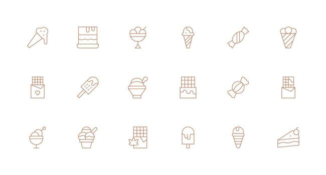18 Minimal Line Icons for Chocolate Graphics Clean Icon Set Icon Pack for UI Projects vector