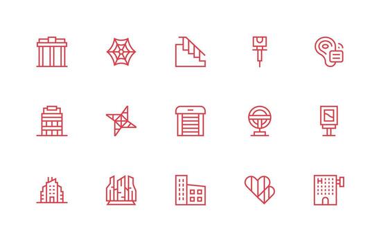Modern Design Icons featuring 15 in Regular Line Style Icon Set for Projects vector