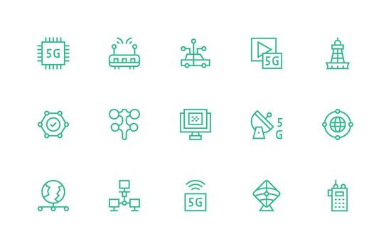 datos transmisión visual paquete conteniendo 15 regular línea íconos icono conjunto vector