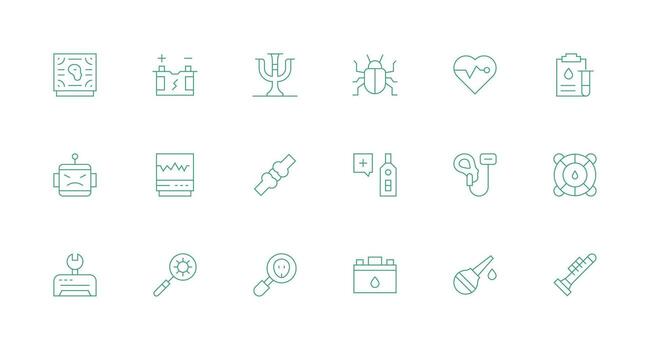 Diagnostic Set with 18 Minimal Line Icons Professional Icon Pack for Development Work vector