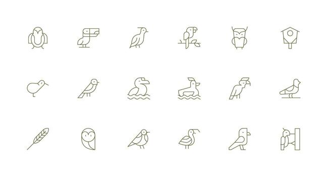 18 Minimal Line Style Icons from Avian Collection Pixel Perfect Icon Set vector