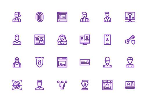 Login Visual Pack containing 24 Thick Line Line Icons Simple Icons for Interface and Wireframes vector