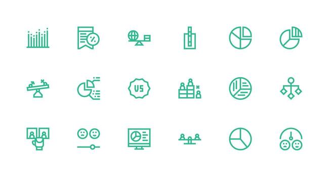 Strong Stroke Line Style Comparison Icons with 18 Vectors Scalable Icon Pack