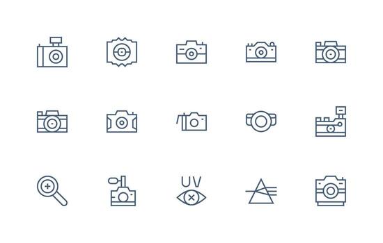 15 Regular Line Icons for Lens Graphics UI-Ready Icon Collection vector
