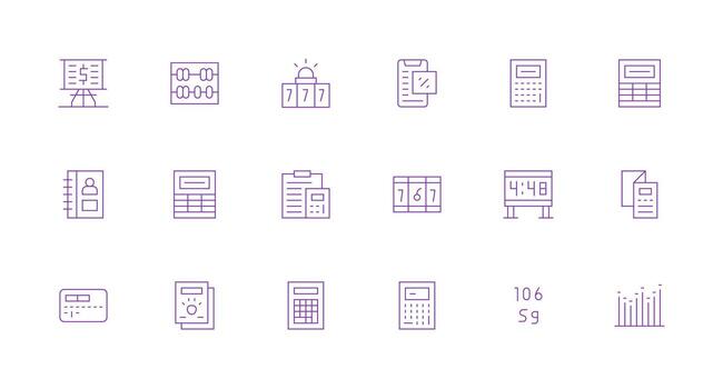 18 Icons for Numbers in Minimal Line Format Pixel Perfect Icon Set vector