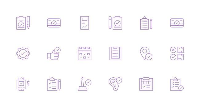 Minimal Line Style Tick Icons with 18 Vectors Flat Icon Set