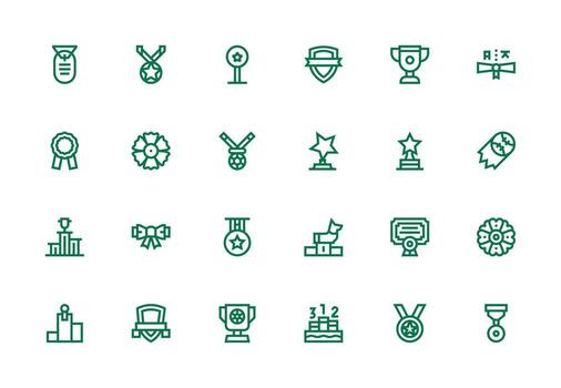 Trophy Icon Set with 24 Thick Line Line Graphics Well-Structured Icons for Creative Use vector
