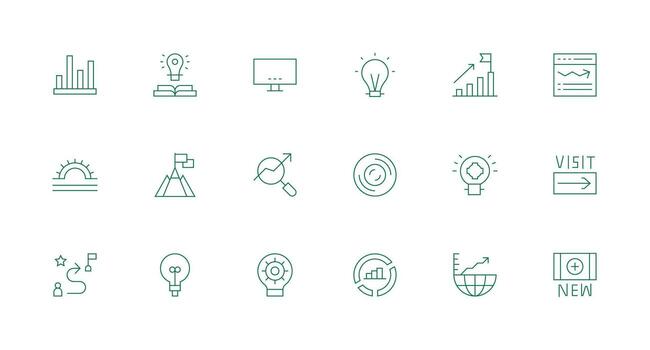 mínimo línea íconos desde Progreso indicador conjunto con 18 vectores limpiar icono conjunto icono paquete para ui proyectos