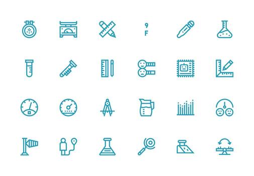 Measurement Set with 24 Thick Line Line Icons Scalable Icons for Cross-Platform Interfaces vector