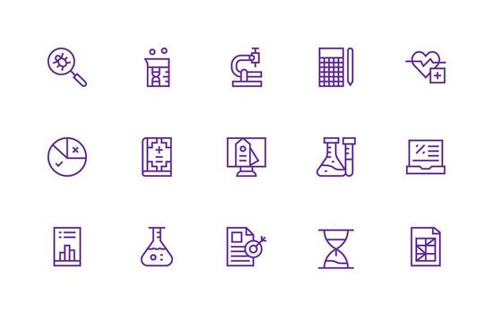 análisis visual paquete conteniendo 15 regular línea íconos agudo íconos para presentaciones vector