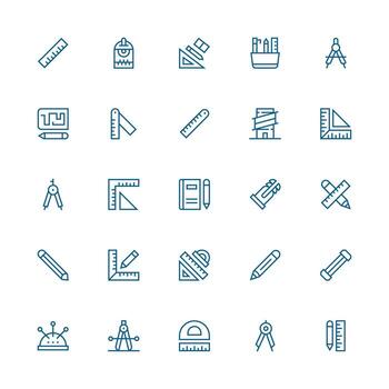 Medium Stroke Outline Icons from Drafting Set with 25 Vectors Professional Icon Pack for Development Work