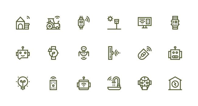 inteligente diseño íconos presentando 18 en fuerte carrera línea estilo basado en temas icono paquete vector