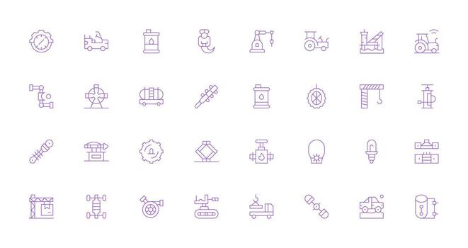 Machinery Icon Collection with 32 Thin Line Designs Icons Built for Visual Consistency Pack vector