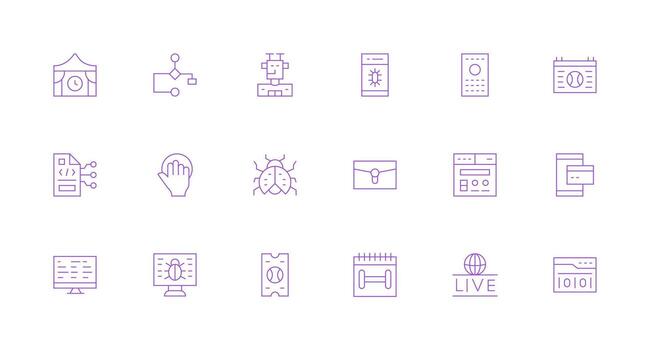 Program Icon Collection with 18 Minimal Line Designs All Device Compatible Icon Set vector
