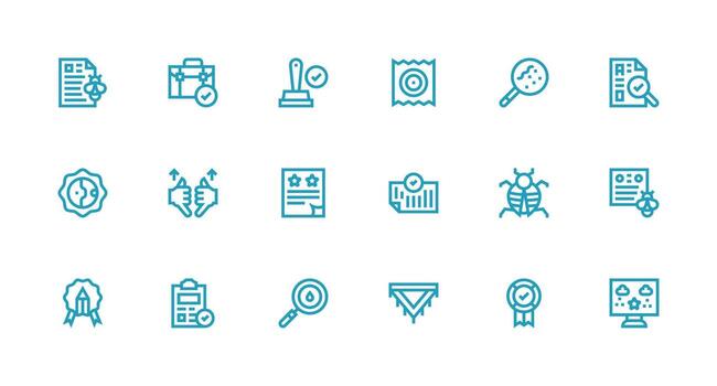 18 Strong Stroke Line Vectors for Quality Control Theme Minimal Icon Set for Interface Projects