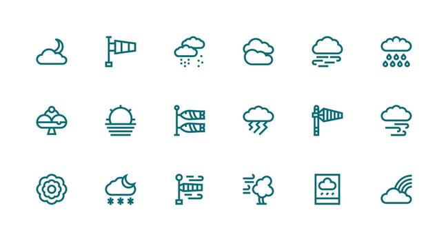 Strong Stroke Line Style Meteorology Icons with 18 Vectors Flexible Icon System for Web Interfaces