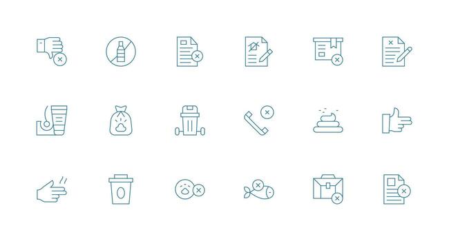 18 Minimal Line Vectors for Refuse Theme Well-Structured Icons for Creative Use