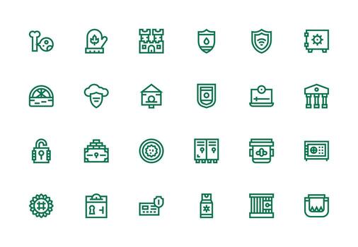 24 íconos para seguro en grueso línea línea formato pulcramente diseñado íconos para web plataformas vector