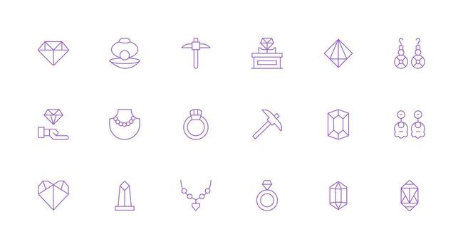 Gem Visual Pack containing 18 Minimal Line Icons Multi-Purpose Icon Pack for Templates vector