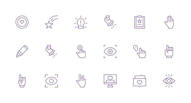 Highlight Set with 18 Minimal Line Icons General Use Icon Pack vector
