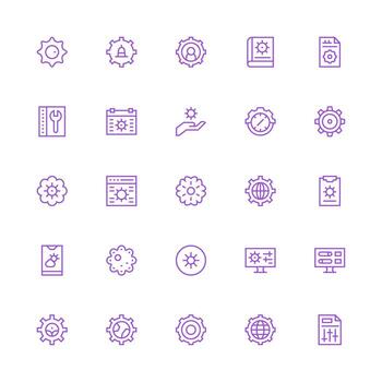 25 personalización íconos en medio carrera contorno estético mínimo icono conjunto para interfaz proyectos vector