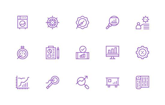 Metrics Visual Pack containing 15 Regular Line Icons Minimal Icon Pack vector