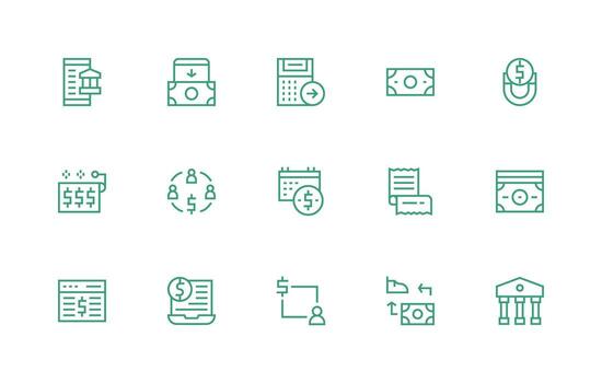 15 Regular Line Icons for Credit Graphics Lightweight Icon Series for Fast Prototypes vector