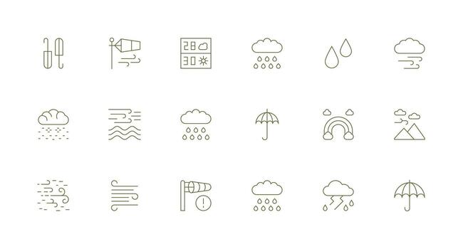 18 Minimal Line Style Icons from Storm Collection Scalable Icons for All Themes vector