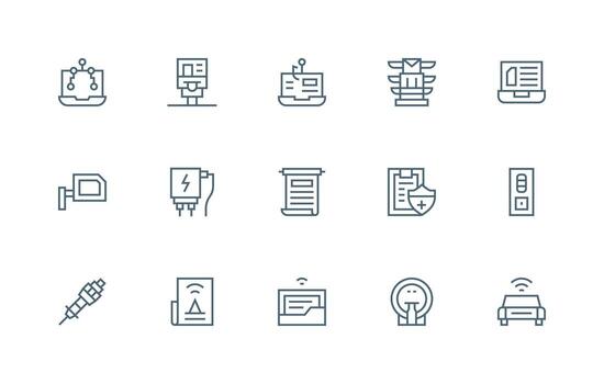 15 Regular Line Icons for Electronic Graphics Web Icon Collection vector