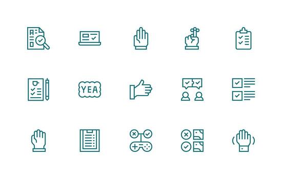 15 Icons for Confirm in Regular Line Format Style Icon Set vector