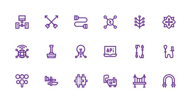 18 Strong Stroke Line Style Icons from Connection Point Collection Organized Icon Pack for Quick Access vector