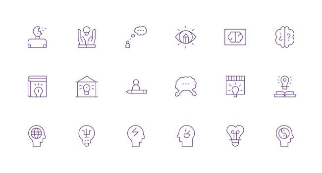 18 Minimal Line Style Icons from Thought Collection Flat Icon Set vector