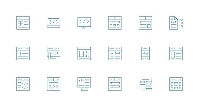 18 mínimo línea vectores para css tema bien estructurado íconos para creativo utilizar