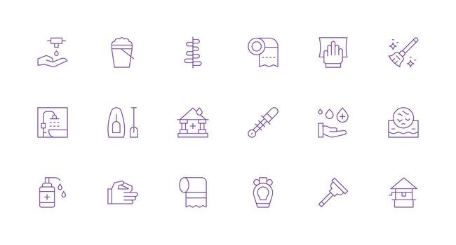 18 Icons for Sanitation in Minimal Line Format Simple Icon Pack vector