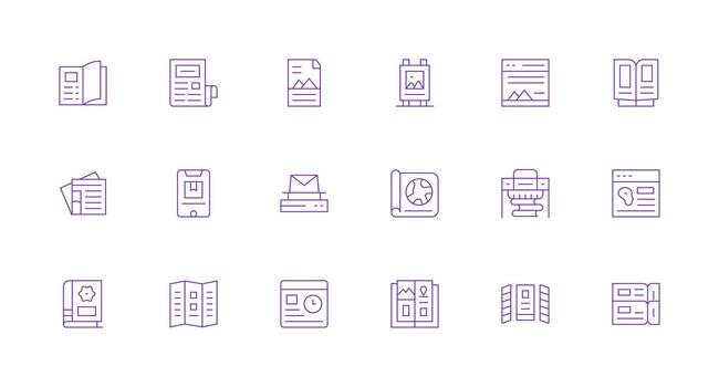 18 íconos para publicación en mínimo línea formato bien estructurado íconos para creativo utilizar vector