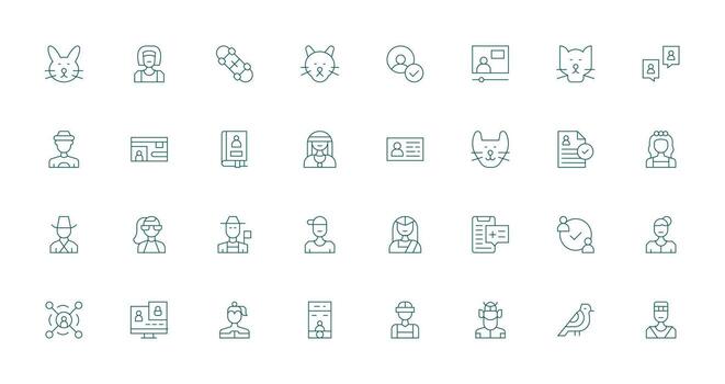 Thin Line Style Profile Icons with 32 Vectors Clear and Concise Icon Set Collection