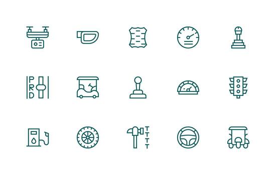 15 Regular Line Style Icons from Driving Collection Complete Icon Set for Mobile Apps vector
