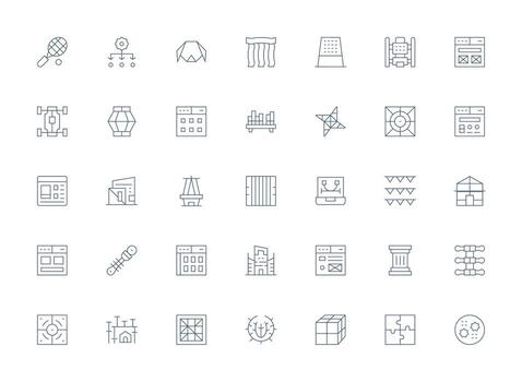 marco de referencia conjunto con 35 ligero línea íconos limpiar icono colección para web utilizar vector