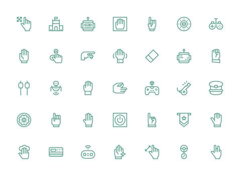 35 íconos para mando en regular limpiar línea formato sensible icono conjunto para flexible diseños vector
