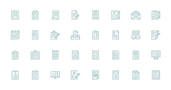 32 Thin Line Icons for Questionnaire Graphics Web Icon Collection vector