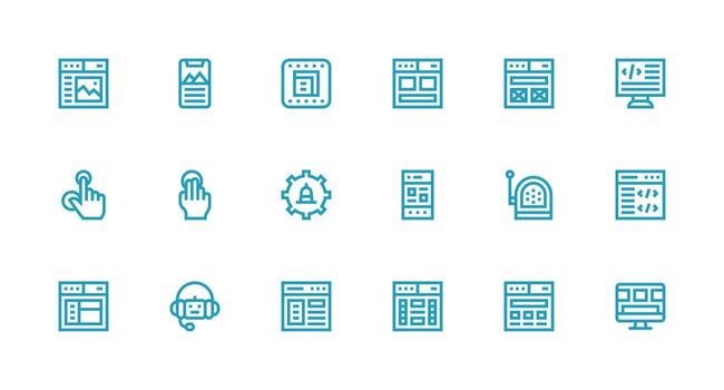 Responsive including 18 Strong Stroke Line Illustrations Dashboard Icon Series vector