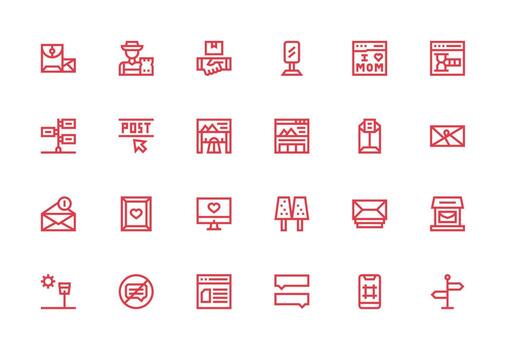 24 Icons for Post in Thick Line Line Format Pixel Perfect Icon Set vector