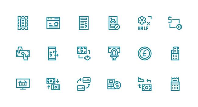 Strong Stroke Line Style Transaction Icons with 18 Vectors Well-Structured Icons for Creative Use