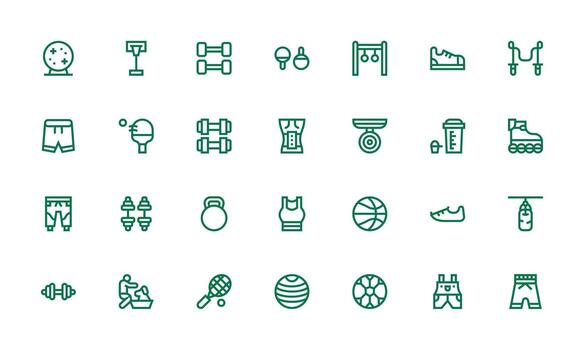 Exercise Visual Pack containing 28 Bold Line Icons Basic Icon Series vector