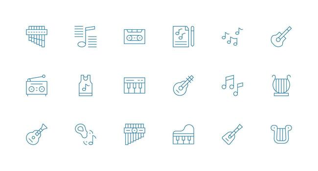 18 Minimal Line Icons for Tune Graphics Pixel Perfect Icons for Modern Apps vector