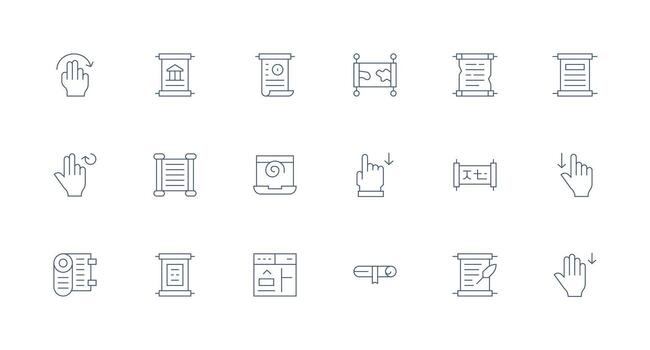 18 Scroll Icons in Minimal Line Aesthetic Fully Editable Icon Set for Web vector