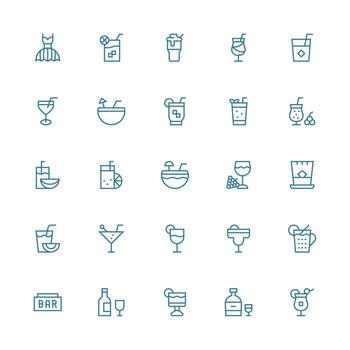 cóctel visual paquete conteniendo 25 medio carrera contorno íconos bien estructurado íconos para creativo utilizar vector