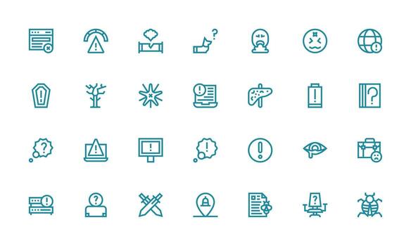 28 Icons for Problem in Bold Line Format Lightweight Icon Series for Fast Prototypes vector